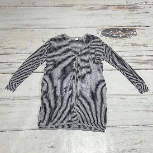 C.T. Plage Linen Shirt Dress Tunic Knit Stripes Gray Size 36 US 4 - Picture 4 of 12